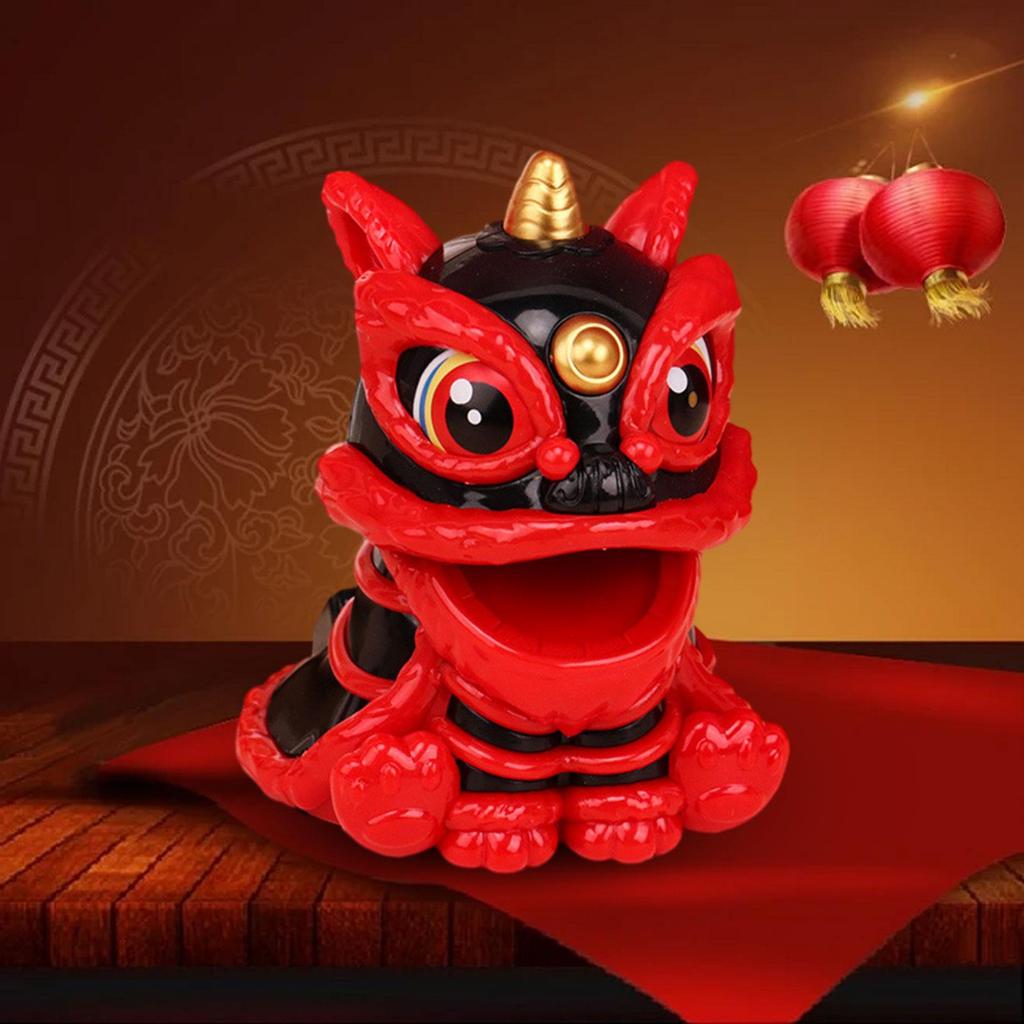 Figurine ornamentale de leu trezitor, sculptură de masă în stil chinezesc, ornament de masă viu, figura Bobblehead pentru casă nouă