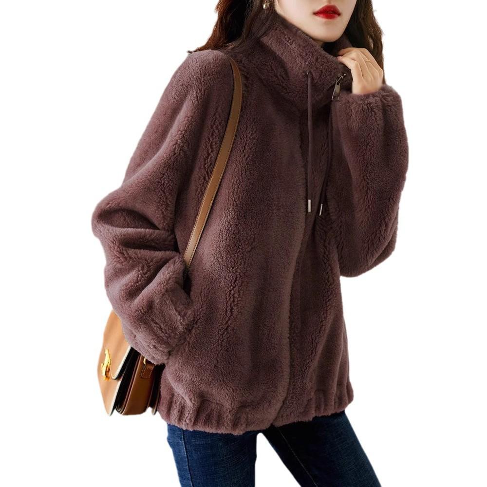 Women's Double-Sided Coral Fleece Jacket - Thick, Fleece-Lined Cardigan for Autumn/Winter