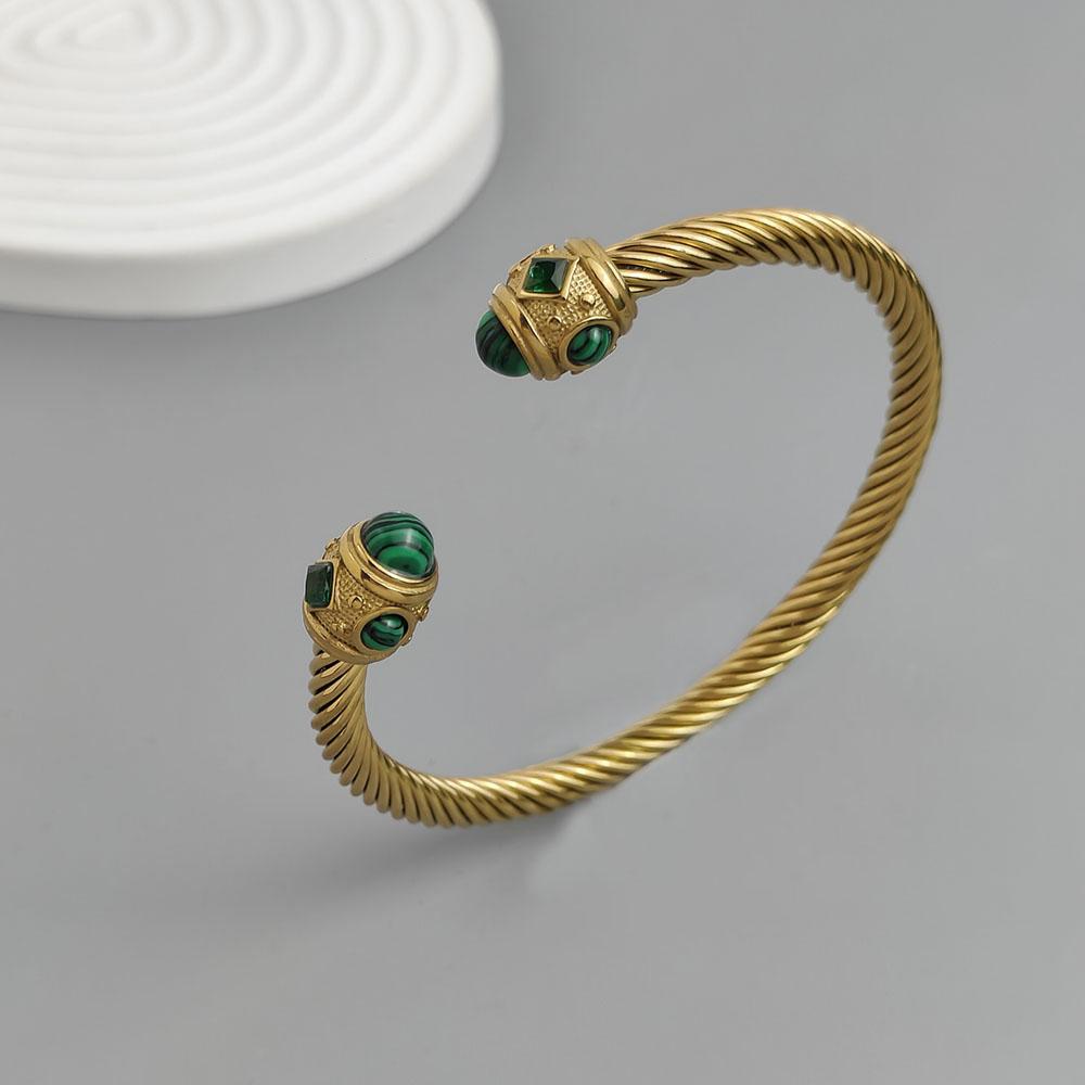 Stainless Steel Letter X Inlaid Zirconium Twist Rope Steel Wire Rope Opening Bracelet Women's Cable Bracelet Party Daily Jewelry