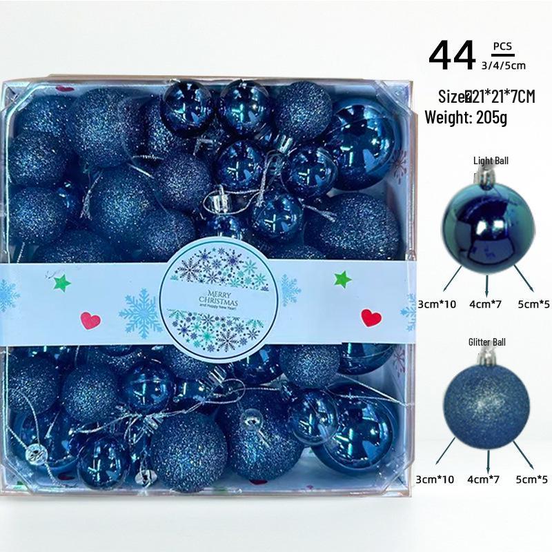 Christmas Tree Ornament Set: 44 Glittery Balls (3/4/5cm) In Colorful Square Box