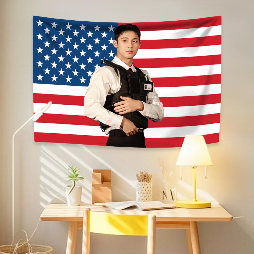 Mingyus Tapestry Kpop Boy Group Home Decor Wall Hanging Bedroom Party Background Cloth Concert Banner Sofa Blanket