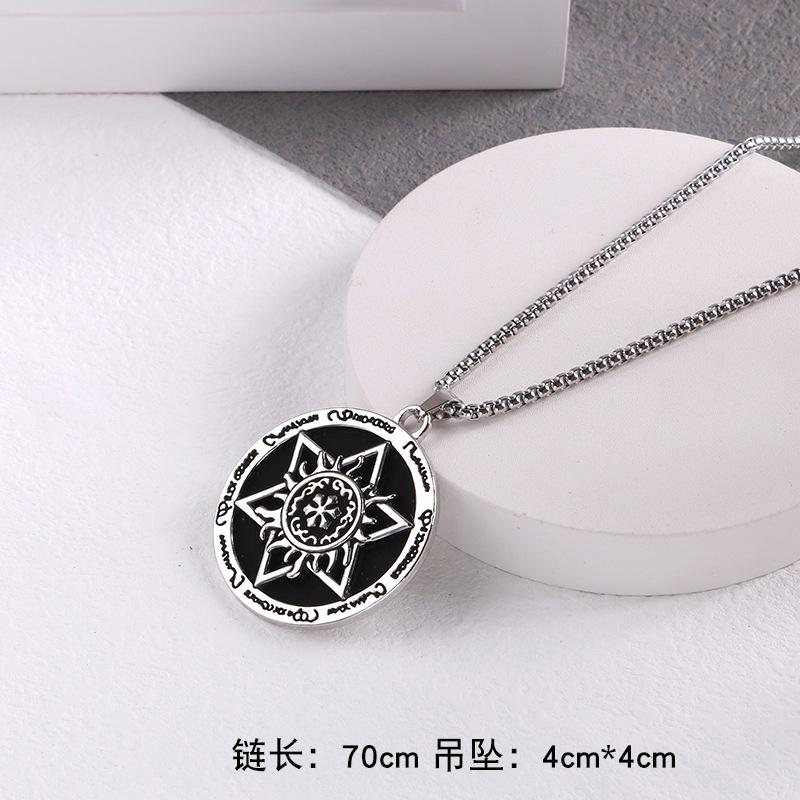 You Six-pointed Star Round Brand Sweatshirt Chain Unisex Hanging Chain Jewelry Trendy Pendant Necklace