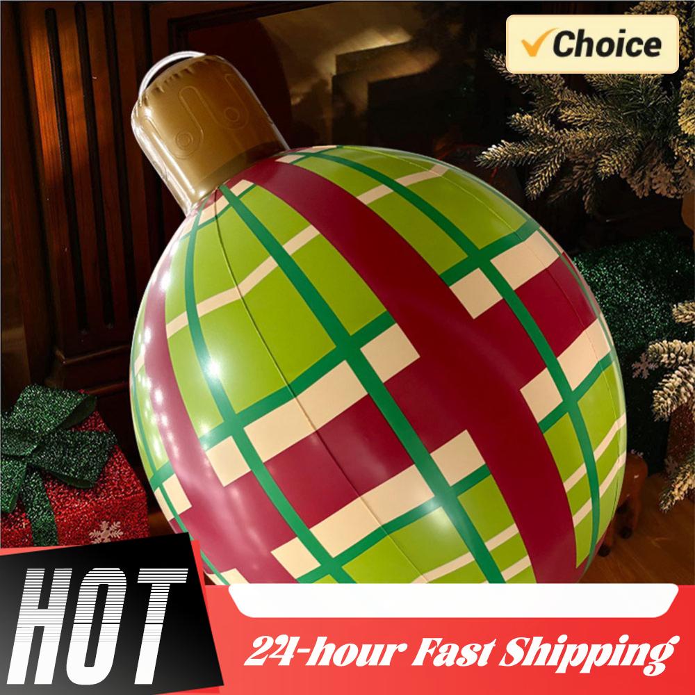 60cm New Inflatable Christmas Ball Giant Inflatable Christmas Ball New Years Christmas Ornaments Outdoor Christmas Holiday Decor