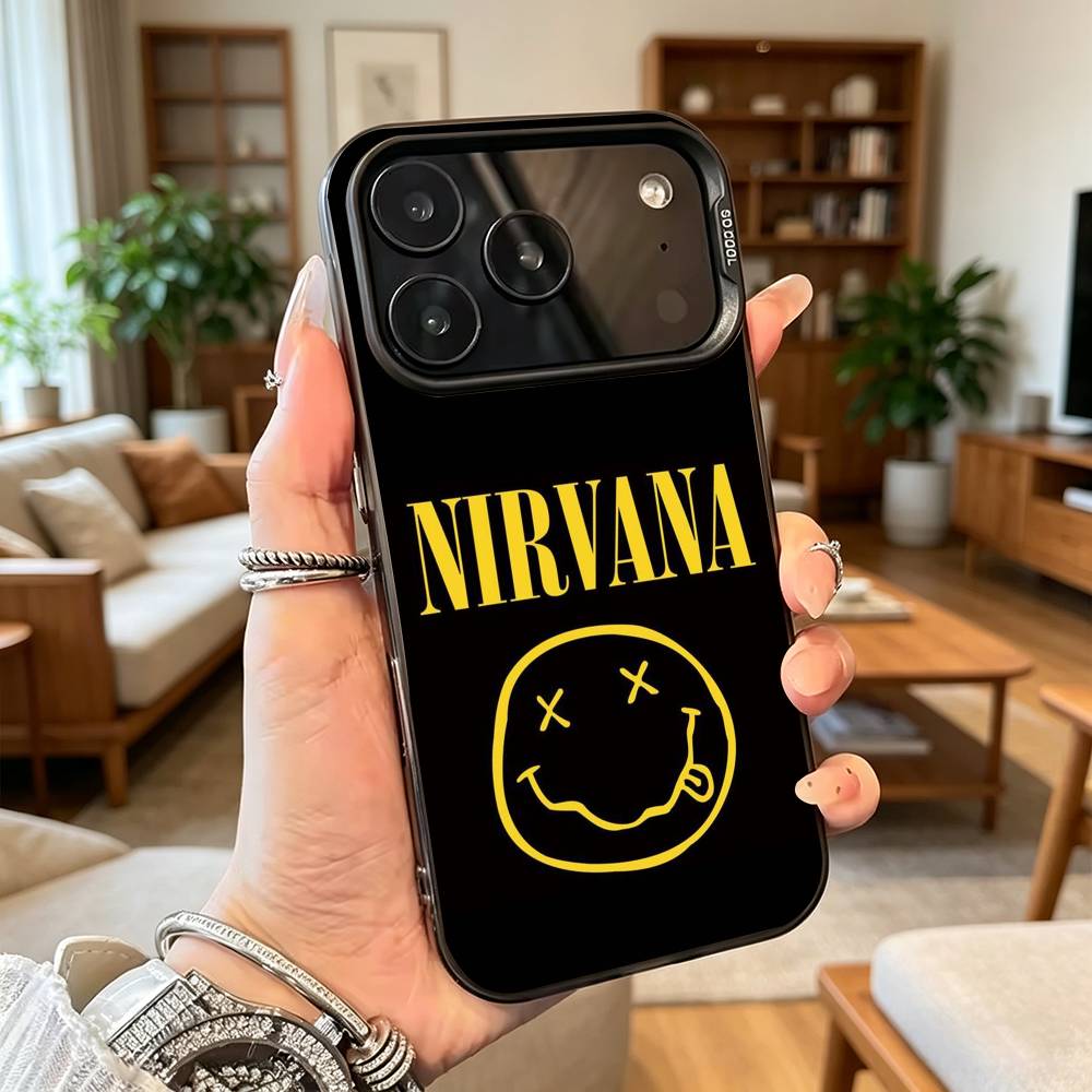 Nirvana Rock Singer B-Band Gift Phone Case For iPhone 17,16,15,14,13,12,11Plus,Pro Max,XS,Colorful Silver Phone Case Funda Cover