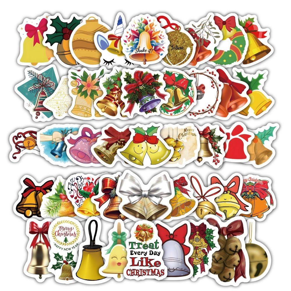 60PCS Cartoon Cute Merry Christmas Jingle Bells Graffiti Stickers for Bicycle Hand Account Pencil Case Decals