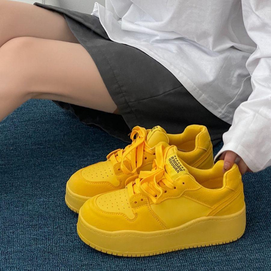 

Новые модные спортивные и развлекательные кроссовки, толстые подошвы, увеличивающие рост, для женщин 38 жёлтый