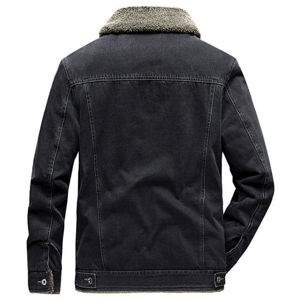 Nuevas Chaquetas de Mezclilla Cálidas de Invierno para Hombre con Forro Polar Bolsillos Grandes Chaquetas de Mezclilla Cargo Alta Calidad Masculino Azul Claro Slim Abrigos de Mezclilla Talla 4X