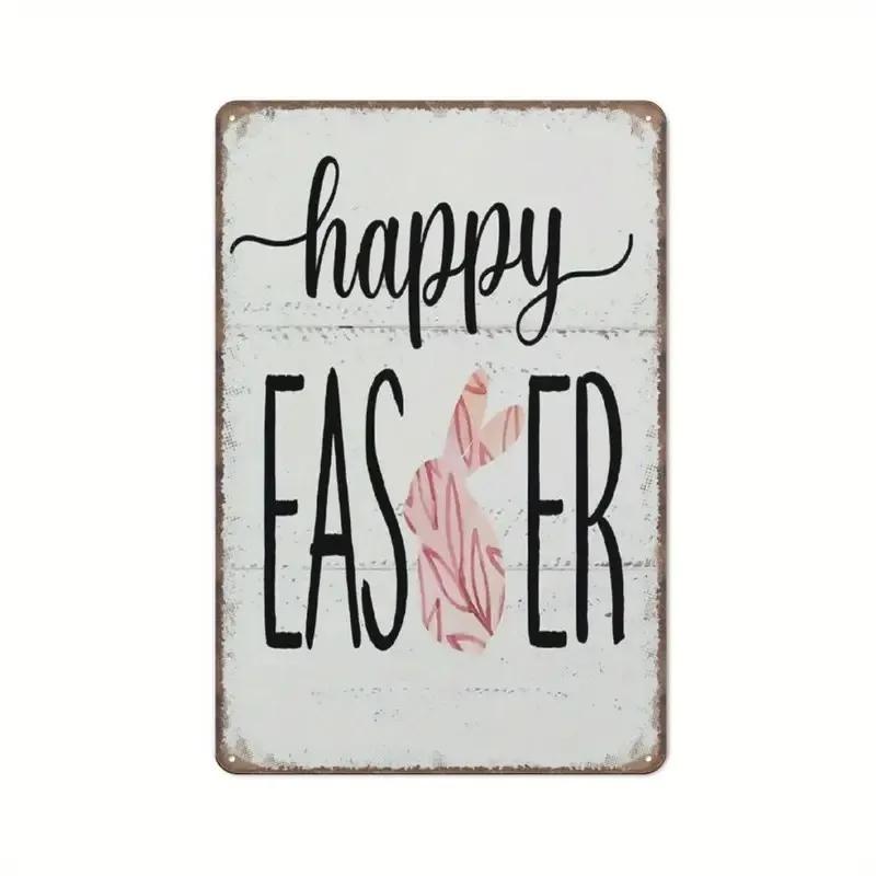 Charming Easter Bunny Metal Sign Perfect Gift for Family & Friends Cute Rabbit Wall Art for Home, Bar, Cafe Decor Garage Kitchen