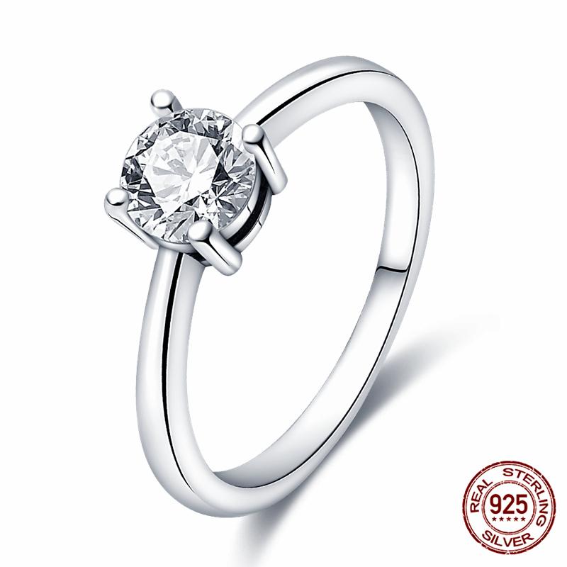 Brand New 100% Genuine 925 Silver Women's Ring Original Heart Crown Rose Gold Crystal Engagement Ring Wedding Anniversary Jewelr