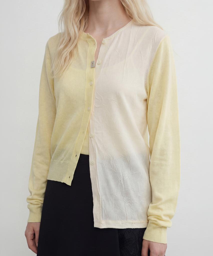 NORMOR Mixed Fabric Cardigan Butter