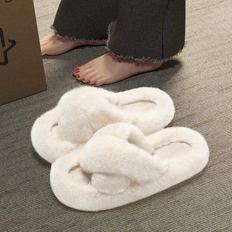 

Wool slippers women s outer wear seasonal cotton slippers women s indoor home thermal slippers thick-soled non-slip household cotton shoes 35 Suitable for 34 білий