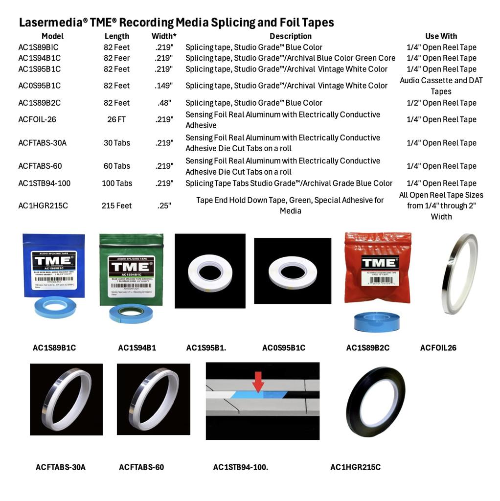 TME Splicing Tape for Audio, Cassette and Digital Audio Tape (DAT)