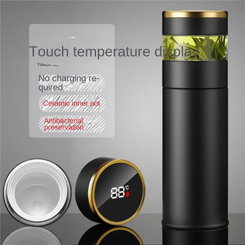 A03F-2X Tea Infuser Vacuum Flask Temperature LED Display 450Ml Insulated Cup Stainless Steel Bottle Travel Coffee Mug