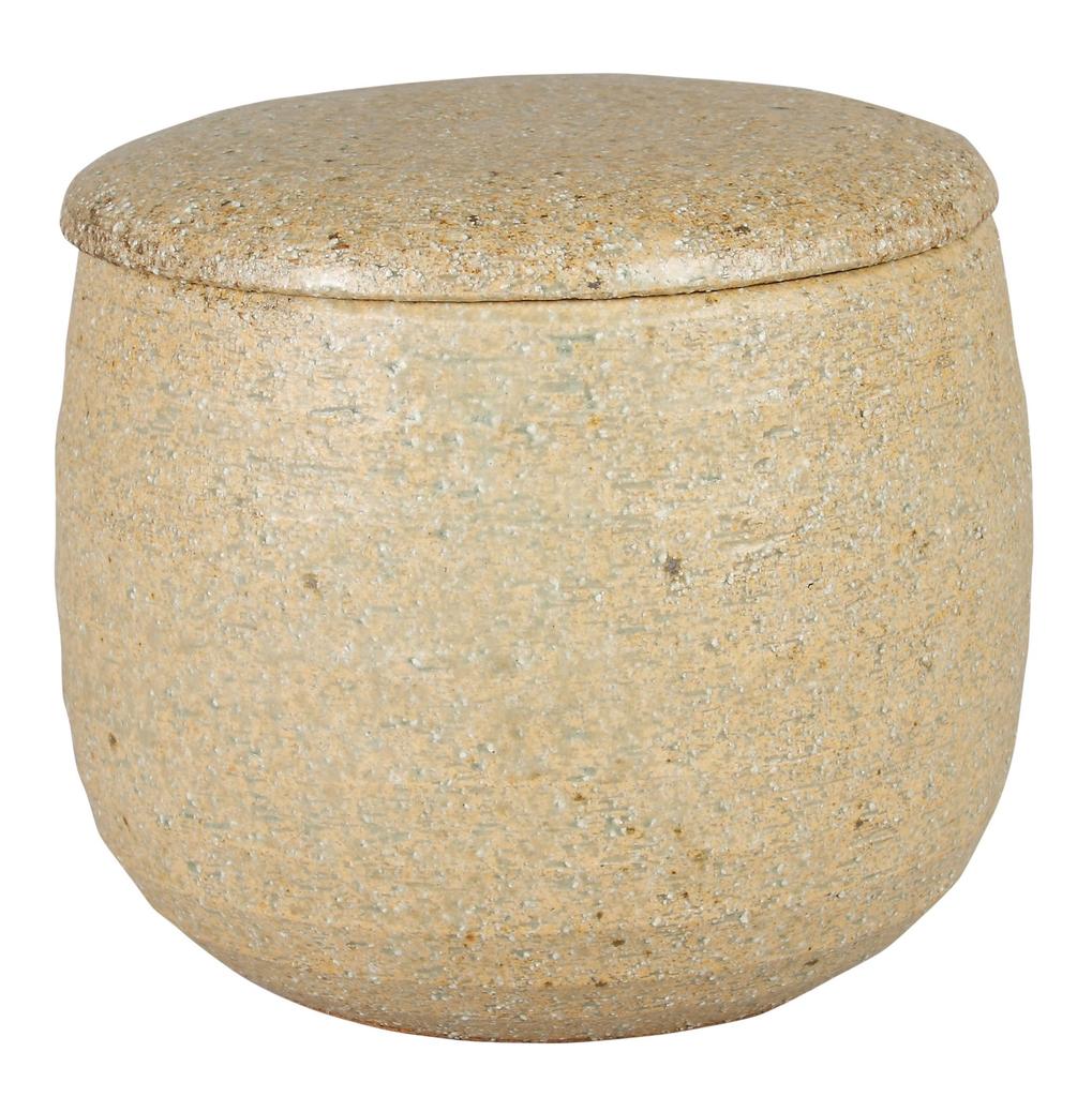 Sento Senga Pottery Iga Ware Ohitsu (Rice Container) Ash Glaze 11-01