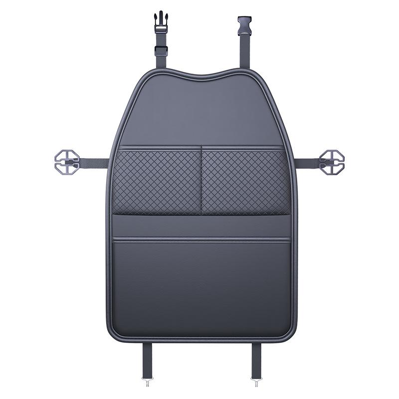 Car Rear Seat Leather Kick Mat & Multi-Functional Storage Bag