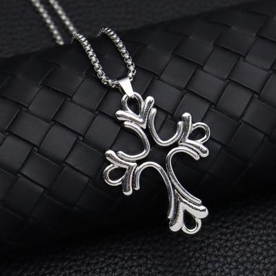 Unisex European & American Bright Cross Necklace - Versatile Pendant for Sweater Chains
