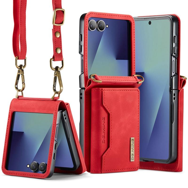 Premium Crossbody Leather Wallet Phone Case For Samsung Galaxy Z Flip 8 7 6 5 4 3 Card Slots Holder Cover Hoesje Coque Funda