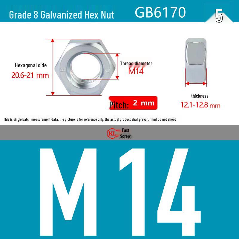 Galvanized Hex Nuts, Flat Washers, Spring Washers in M2-M48, Blue and White Zinc Coated