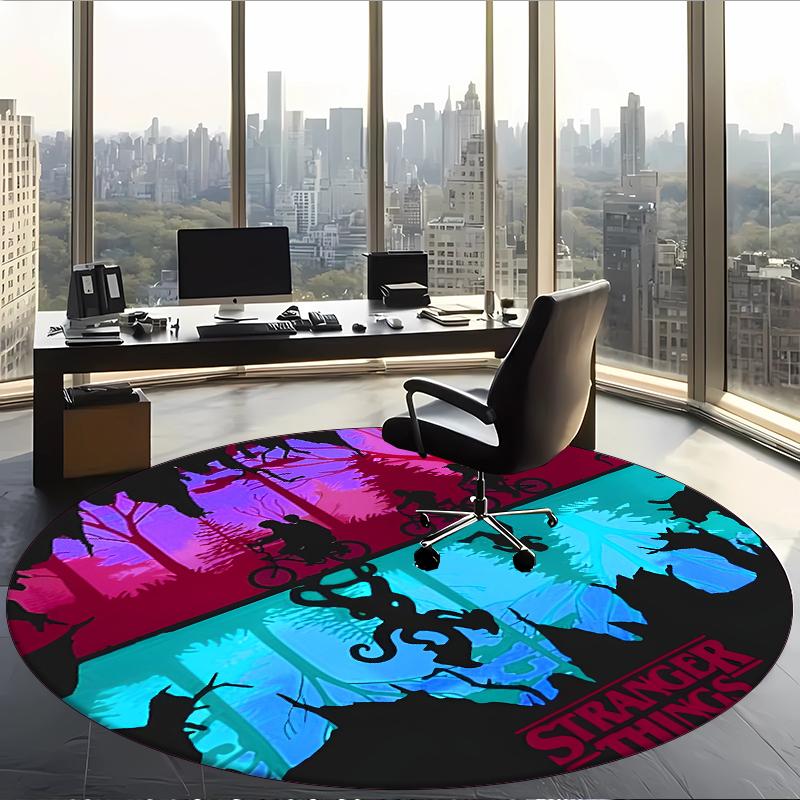 Stranger Things (14) Round Office Rug Decorative Floor Rug for Office Bedroom Living Room and Home Space