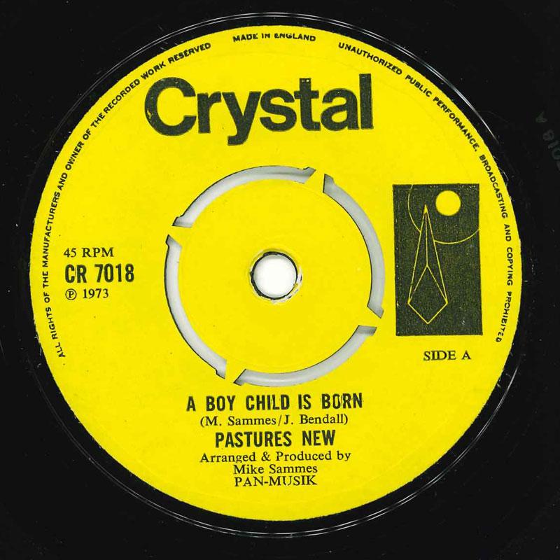 

7-дюймовая пластинка PASTURES NEW - A Boy Child Is Born CR7018 Crystal 1973 UK Поп Б/У