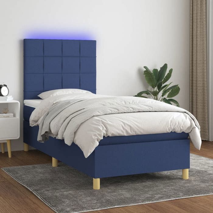 VidaXL Slat Bed Base with Mattress and LEDs, Upholstered Bed, Single Bed, Adult Bed for Interior Bedroom, 3135411