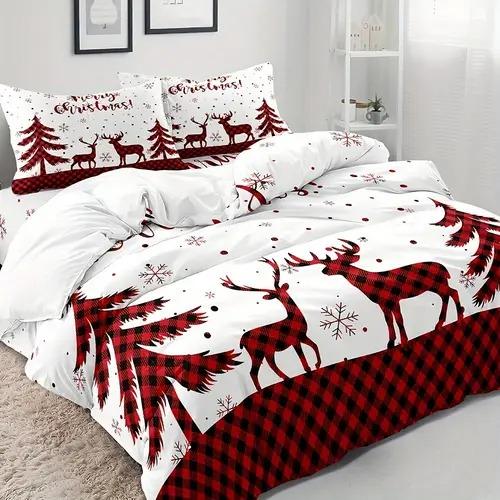 Comforter Christmas Elk Christmas Elk Background Theme Suitable For Children Kids Adults Warm Soft And Breathable