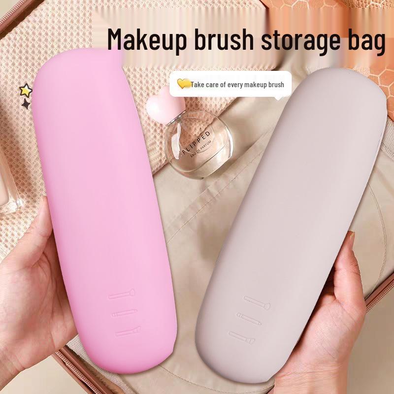 Portable Silicone Makeup Brush Storage Bag - Dustproof Travel Beauty Organizer