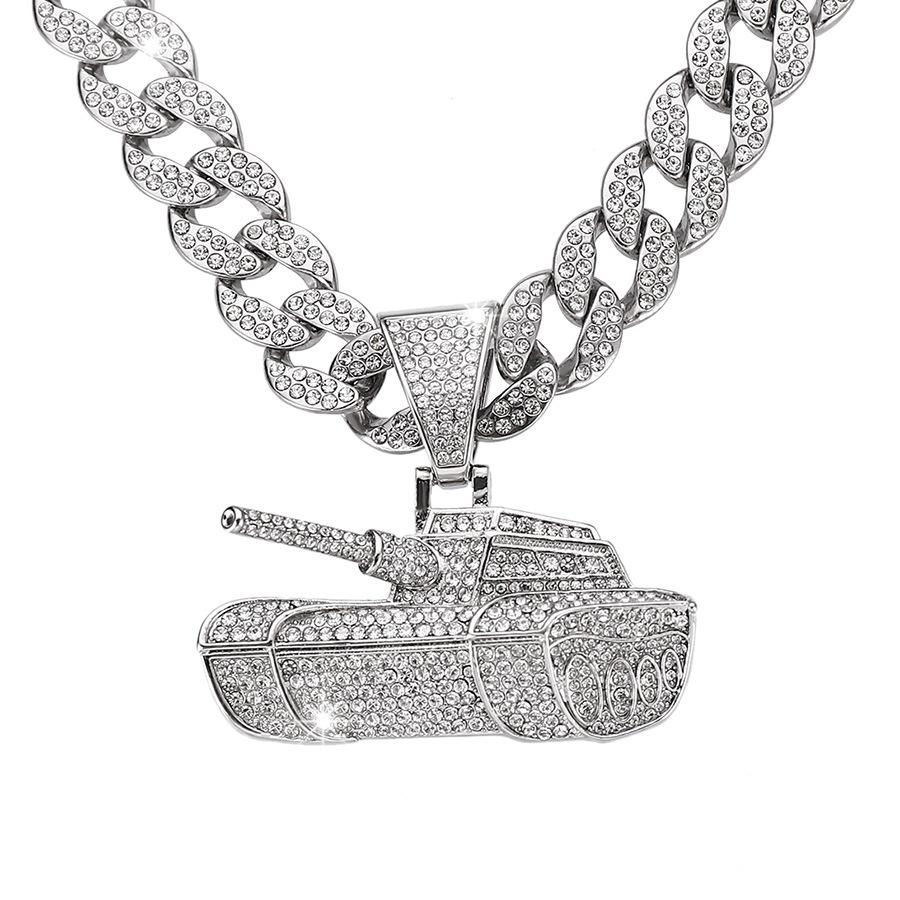 Full Diamond Tank Pendant Necklace Style Men Hipster Hip-Hop Cool Hip-Hop Cuban Chain Jewelry Zircon
