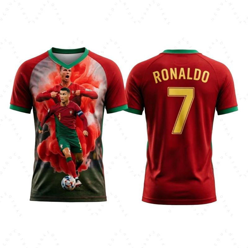 Maglia da Calcio Estiva Commemorativa per Fan di Ronaldo Numero 7 T-Shirt Sportiva Estiva da Uomo