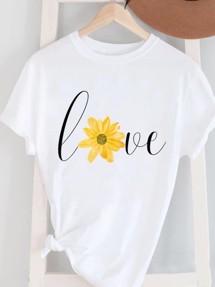 (Asian Size) letter trend 90s lovely Women's Top T Female Print Short Sleeve T-shirts Fashion O-neck Casual Clothing  Graphic Tee