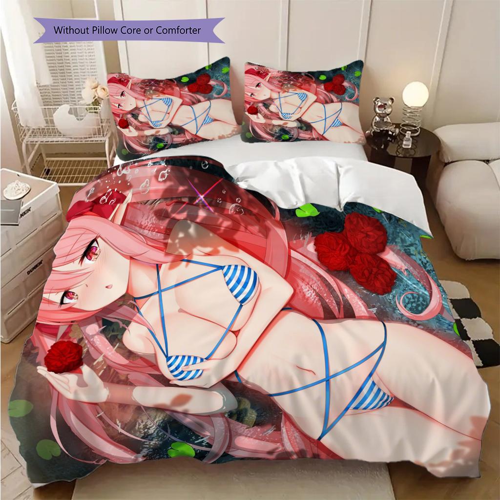 Fantasy Anime Characters White Threepiece Set 1 Duvet Cover 2 Pillowcase Without Core Bedding Set Soft And Comfortable