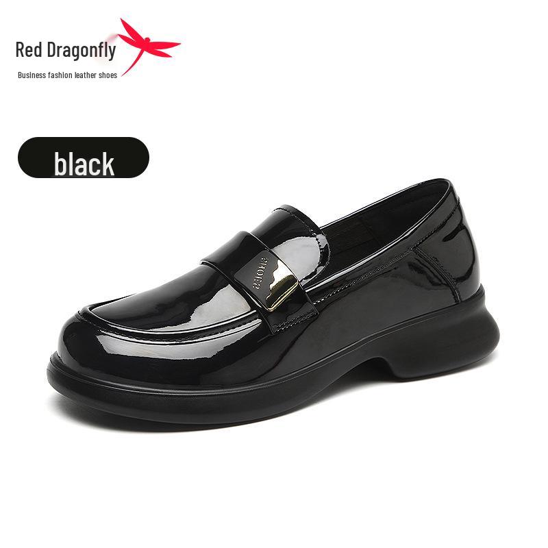 Red Dragonfly Women s 2026 Slip-on Patent Leather Loafers – Small British-Style Leather Shoes for Spring/Autumn Commute. 35