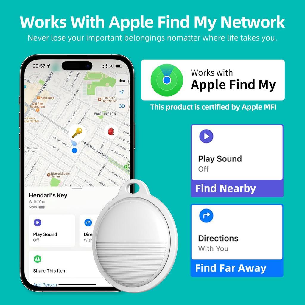 Apple AirTag-Compatible GPS Tracker: Anti-Loss Locator for Pets, Elderly, Wallets, and More
