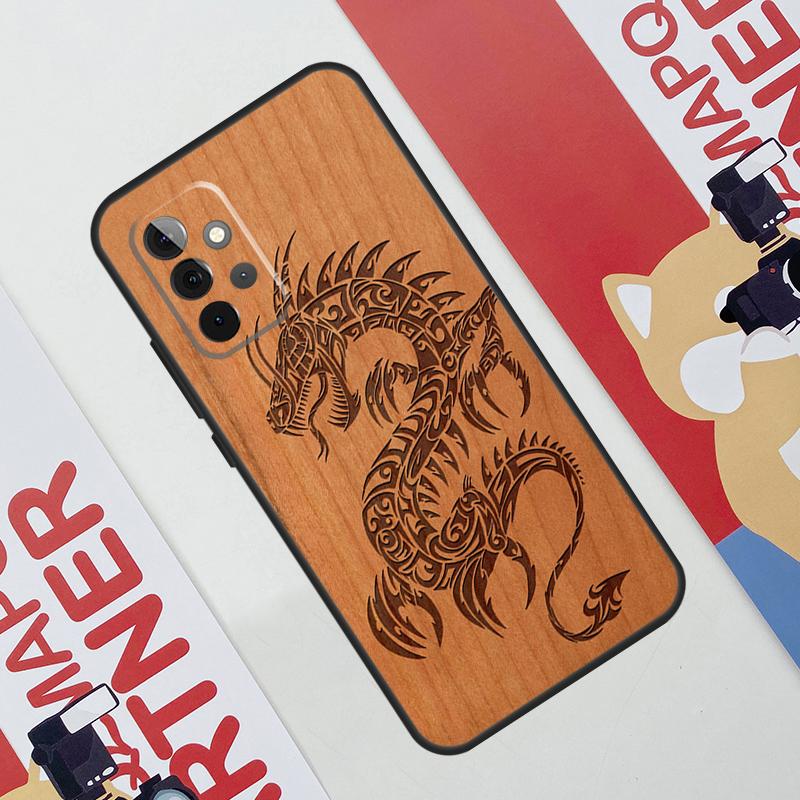 Turtle Elephant Dragon Wood Case For Samsung Galaxy A36 A35 A55 A06 A16 A26 A56 A53 A32 A52 A33 A13 A14 A34 A54 A17 A15