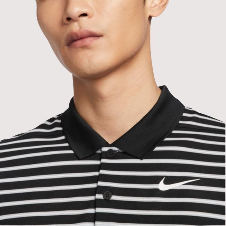 Nike Dri-FIT Victory Striped Quick-Dry Golf Polo Shirt Men Tops Black White DH0830-010