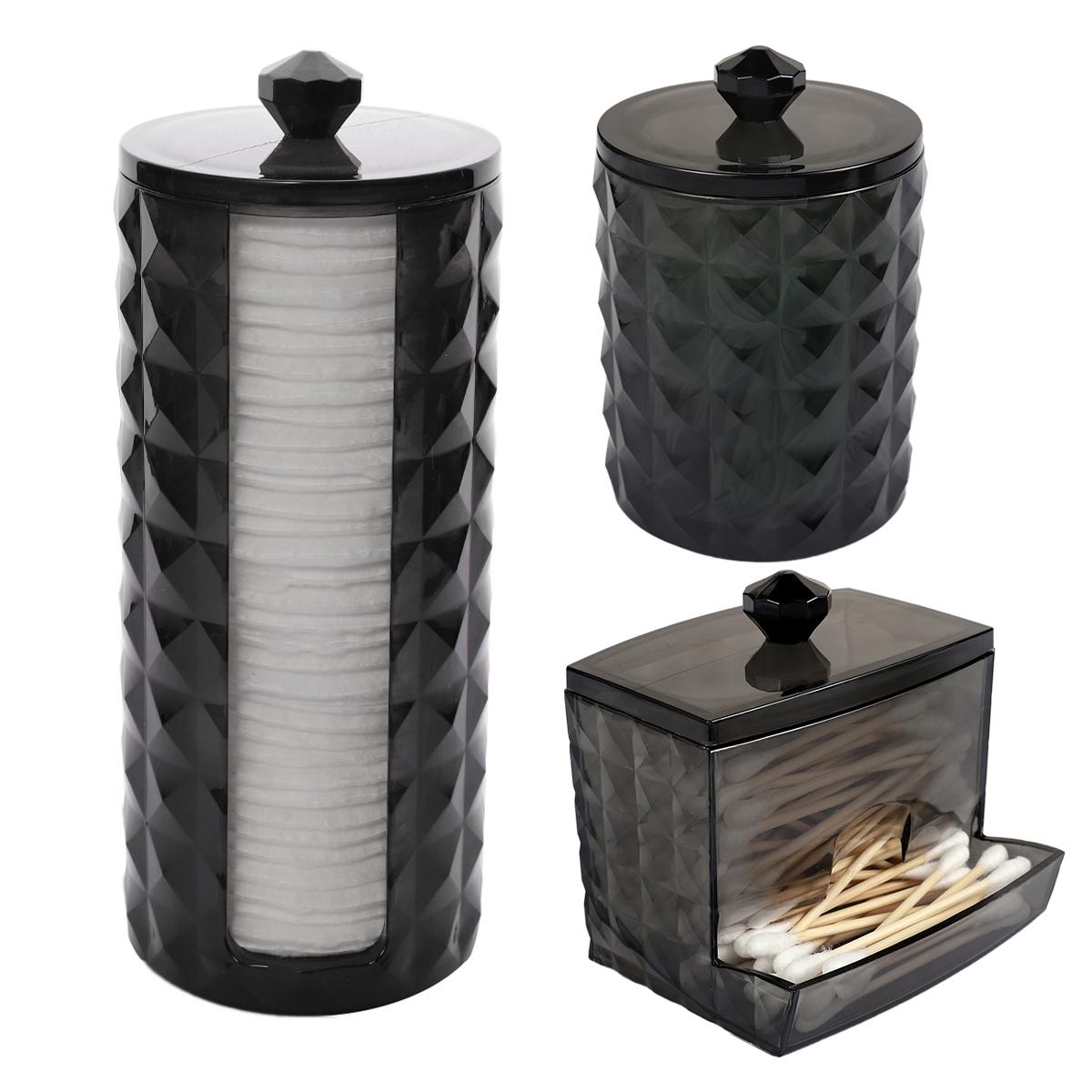 

3 Cotton Swab Racks, Bathroom Dispenser, Cotton Ball Storage Box, Cotton Swabs, Clear Storage Jar with Lid, Home Organization