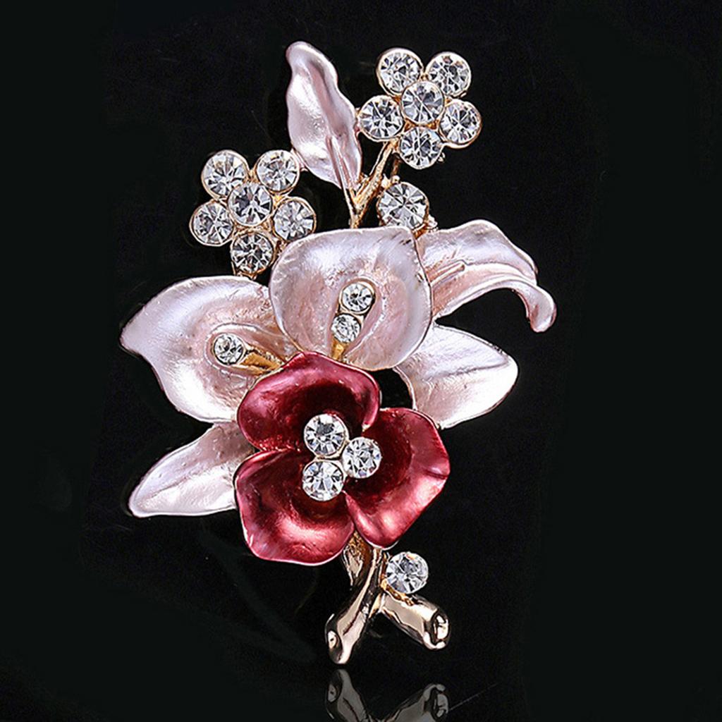 Shiny Jewelry Women Flower Brooch Pin Metal Enamel Collar Badge