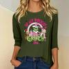 3/4 Sleeve Tops For Women T-Shirt Casual Christmas Print Tops T Shirt Round Neck Pullover Blouse
