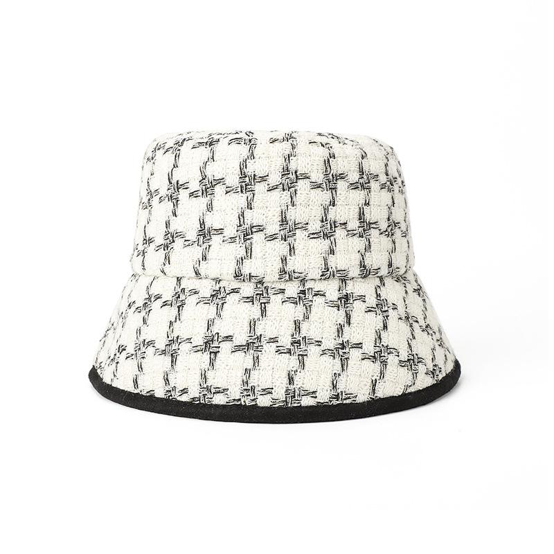 

Women s Bucket Hat Plaid Fashion Headwear Trendy Autumn Winter Hats For Women Flat Top Fashion Design 56-58CM белый