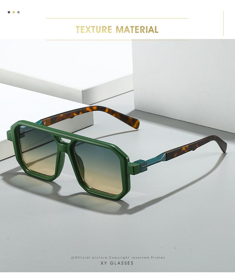 Retro Square Frame Sunglasses Men And Women With The Same European And American Double Beam Sunglasses Trend To Wear Decorative