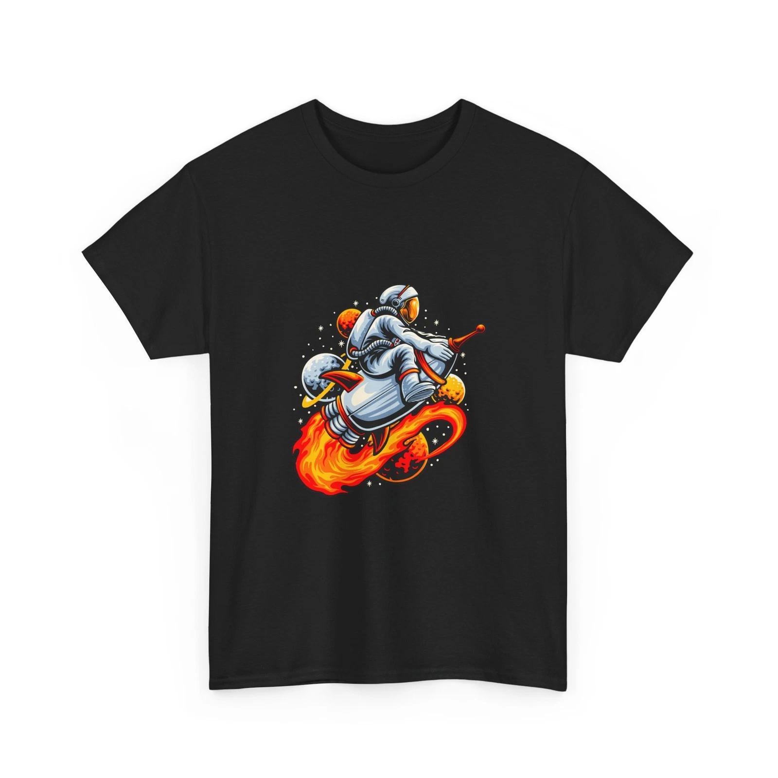 Flaming Guitar Astronaut Tee | Space Rock Graphic T‑Shirt, Cool T-Shirt Style 4XL