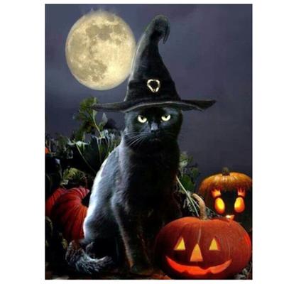 Full 5D Diy Diamond Painting Cartoon Halloween Cat Embroidery Cross Stitch Home Decor Handmade Gift