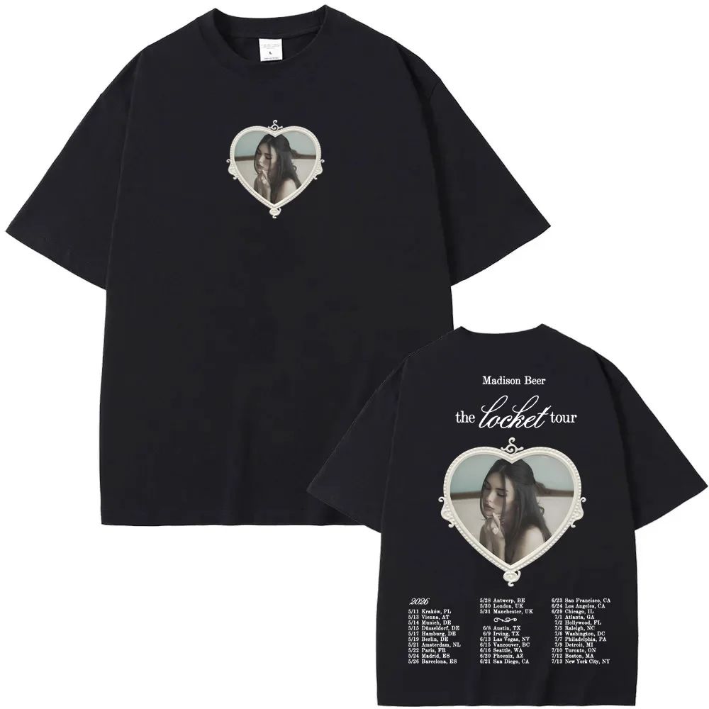 Y2K Fashion Tops Madison Beer Locket Merch T Shirts Summer Cotton Tshirt Casual Loose Tees Print Clothes Round Neck Streetwear