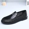 Light Luxury Men's Shoes 2025 Summer New Hand-woven Hollow Breathable Casual Leather Shoes Men's One-pedal Loafers