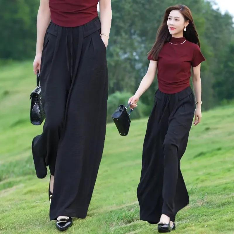 Women's Oversized Wide-Leg Drape Culottes – Spring/Summer Casual Lazy Pants