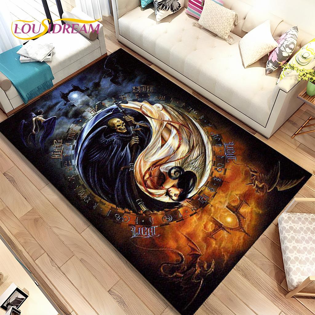 Chinese Tai Chi Bagua Yin Yang Area Rug,Carpet Rug for Home Living Room Children Bedroom Sofa Doormat Decor,Non-slip Floor Mat