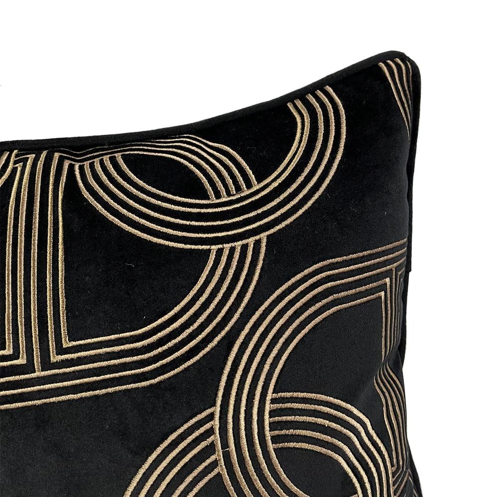 Deluxe Embroidery Black Chain Velvet Designer Pillow Cover Sofa Cushion Home Bed Decorative Case 45 x 45cm Sell by Piece