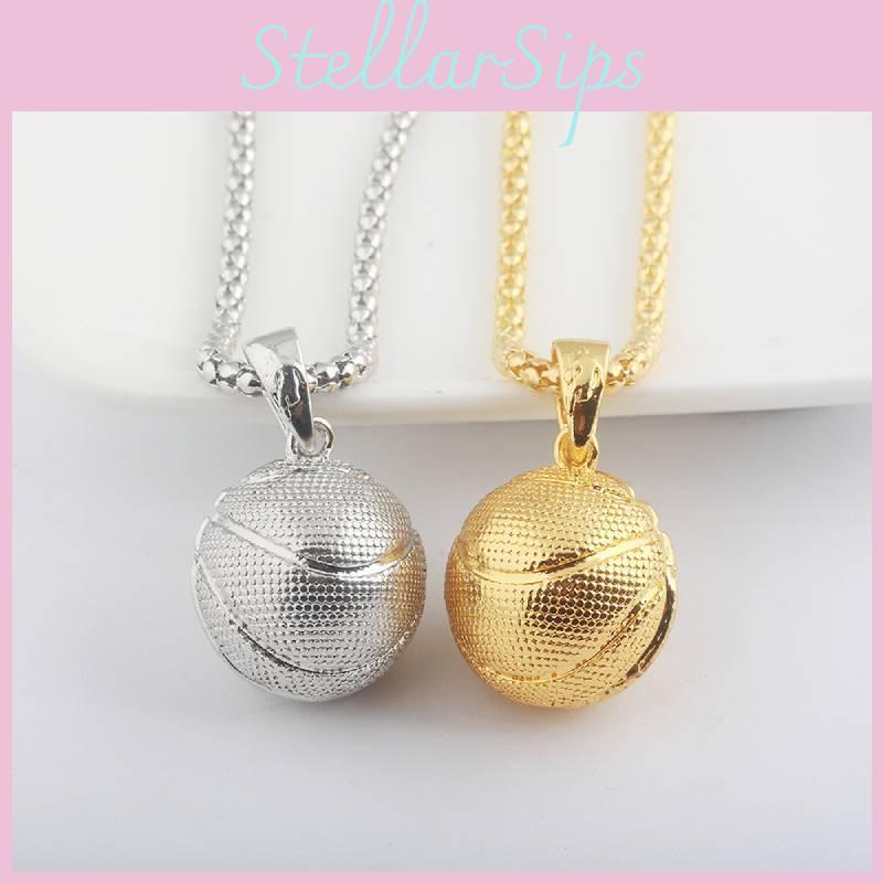 Versatile 3d Basketball Pendant Necklace Jewelry For Men In Gold And Silver Colors