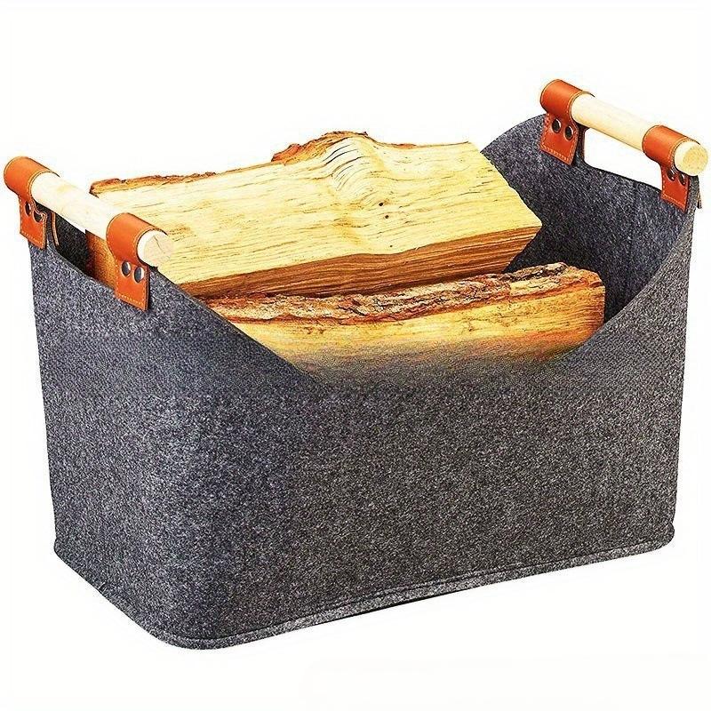 45 X 32 X 40 Cm Vedkorg Stor Kapacitet 57 L Hopfällbar Träkorg Hopfällbar Förvaringskorg för Kläder för Öppen Spis & Vedspis