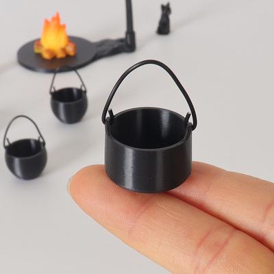 4/5Pcs Dollhouse Mini Hanging Stove Stockpot Fire Pile Model Dollhouse Outdoor Camping Scene Decoration Dolls House Accessories